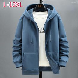 Men's Hoodies Plus Size 10XL 12XL Hoodie Men Autumn Winter Fleece Solid Colour Jacket Big 8XL Blue Black Red Grey