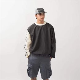 Men's T Shirts ESCENDANT Colour Block Tilt Letter Loose And Women's Long Sleeved Sweater