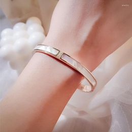 Bangle X&P Luxury High Quality Non-fadding Shell Zircon Setting Stainless Steel Bracelet For Women Jewellery Gift Drop