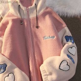 Men's Hoodies Sweatshirts 2022 NEW CASHMERE AND CASHMERE PAD ZIP Hoodie CARDIGAN WOMEN'S Y2K Love Bear Hoodie Z230802