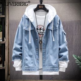 Mens Jackets Denim Jacket Hooded Slim Fit Casual Streetwear Jean Long Sleeve Trendy Outerwear Autumn Winter Coat for Men 230802