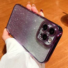 Cell Phone Cases Luxury Electroplate Gradient Case For iPhone 14 13 12 11 Pro Max X Xs XR Max Mini 7 8 Plus SE 2020 2022 Bumper Glitter Cover L230731