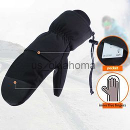 Ski Gloves Winter Men and Women Snowboarding Gloves Inside Five Fingers Warm Touch Screen Waterproof Ski Motorcycle Gloves J230802