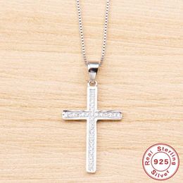 Chains 925 Sterling Silver Necklace And Pendant Ladies Fashion Cross Zircon Jewellery Accessories