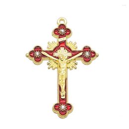 Pendant Necklaces Diyalo Multicolor Enamel Metal Cross Crucifix Jesus Charms Jewelry DIY Making For Bag Key Ornament