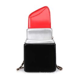 Barbiecoress Lipstick Bag New Product Chain Bag French Personalized Glossy Lacquer Leather Women's Bag Mini Bag2023 230802