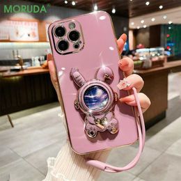 Cell Phone Cases Glitter Quicksand Rabbit Plating Bracket Phone Case for iPhone 14 Pro 11 12 13 Pro Max Mini 7 8 Plus SE XR Xs Max ins Soft Cover L230731