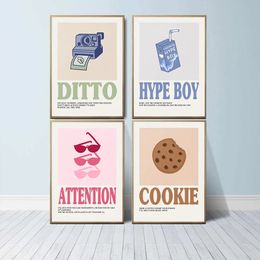 Cookie Hype Boy Attention Pictures Singing Group Modern Fashion Canvas Painting Aesthetic Simplicity Posters And Prints Art Wall Living Room Decor w06