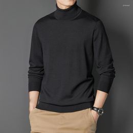 Men's Sweaters Worsted Pullover Turtleneck Sweater Merino Pure Wool Thin Bottoming Autumn And Winter Korean Style Trendy Boys'