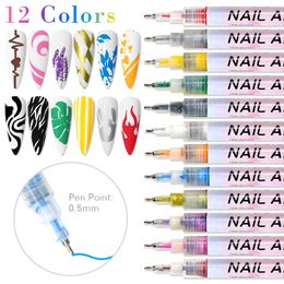 Nail Polish 1Set Art Drawing Pen Graffiti Acrylic Waterproof Painting Liner DIY 3D Abstract Line Manicure Tools 230802