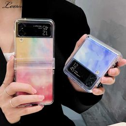 Cell Phone Cases For Samsung Galaxy Z Flip 3 4 5G Phone Case Gradient Color PC Foldable Watercolor Back Protect Cover for Samsung ZFlip 3 Flip4 L230731