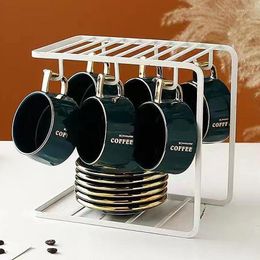 Cups Saucers 6PCS European Household Ceramic Coffee Mug And Saucer Set Modern Simple Home Breakfast Milk Cup Gift Box