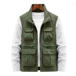 Men's Vests 2023 Men Multi-Pocket Classic Waistcoat Male Sleeveless Solid Coat Work Vest Pographer Tactical Mesh Jacket Clothing