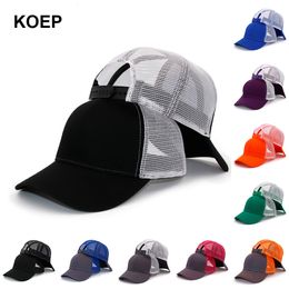 Ball Caps KOEP Type Casual Solid Cotton Truck Cap For Women Men Black White Summer Baseball Cool Mesh Dad Hats Free Ship 230801