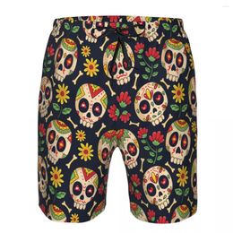 Men's Shorts Mens Quick-drying Beachwear Dia De Muertos Skull Print Swimsuit Men 2023 Bathing Suit Summer Swimwear