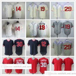 Vintage Movie Baseball Wears Jersey 12 Francisco Lindor 14 Larry Doby 19 Bob Feller 28 Corey Kluber 29 Satchel Paige 30 Joe Carter Blank 1948 Men Women Size S--XXXL