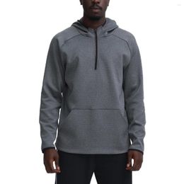 Men's Hoodies 2023 Sudadera Custom Fall Solid 1/4 Zipper Casual Sportswear Pullover Without String Men Sweatshirt