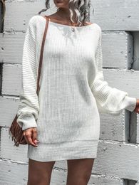 Casual Dresses CHQCDarlys Women S V-Neck Cable Knit Sweater Dress Long Sleeve Loose Pullover Fall Winter Mini