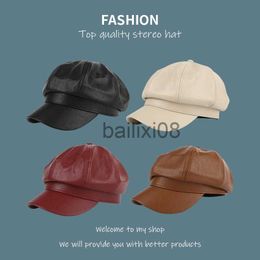 Stingy Brim Hats 2023 Women's Hat Beret British Western-Style Classic Men's And Women's All-Match Four Seasons Octagonal Hat Cap S59 J230802