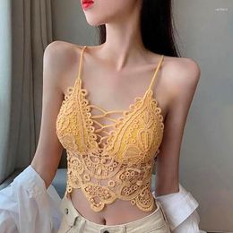 Camisoles & Tanks Sexy Lingerie Women's Bra Tube Tops Fashion Hollow Out Top Lace Girl Outer Tank Up Female Crop Underwear