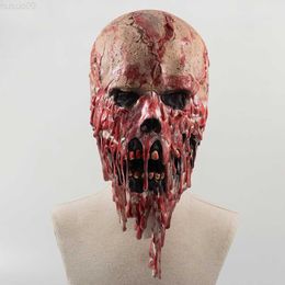 Party Masks Horror Bloody Skull Mask Cosplay Scary Skeleton Full Face Latex Masks Helmet Halloween Party Costume Props L230803