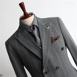 Men's Suits High-end Suit (suit Vest Trousers) Double-breasted Handsome Groom's Wedding Dress Yuppie Fashion Slim Three-piece Set