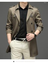 Men's Trench Coats British Style Men Business Casual Mid-length Windbreaker Suit Collar Large Size M-4XL Jacket For High Quality