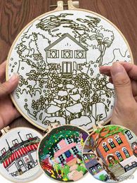 Chinese Style Products Starter Embroidery Scenery Diy Embroidery Full Kits Embroidered Cross Stitch Sewing Embroideri With Hoop Handicrafts R230803