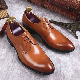 Dress Shoes Black Brown Men Handmade Genuine Leather Male Oxford Italian Classic Vintage Lace-up Men's Brogue