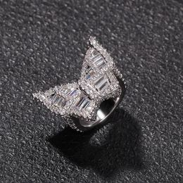 Butterfly CZ Diamond Rings Micro Paved Iced Out Cubic Zircon Fashion Mens Hip Hop Gold Ring Jewelry182b