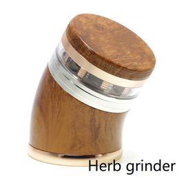 herb grinder 63mm zinc alloy 5 -layer plastic lid wooden plating new creative curved abrasive grinding smoke grinding