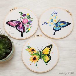 Chinese Style Products DIY Embroidery Butterfly Printed Pattern for Beginner Cross Stitch Set Needlework Hoop Handmade Sewing Art Craft R230803