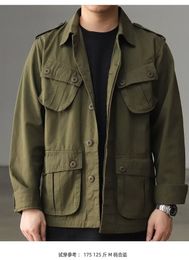 Men's Jackets MultiPocket Cargo Jacket Men Tactics Solid Colour Retro Casual Safari Style Loose Lapel M42 Outerwear 230802