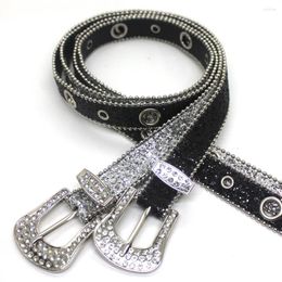 Belts Luxury Design Y2k Belt Goth Shinning For Rhinestone Women PU Leather Western Girls Jeans Men Accessory