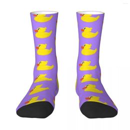 Men's Socks Rubber Duck Print Purple Yellow Unisex Spring Summer Autumn Winter Warm Happy Street Style Crazy Sock