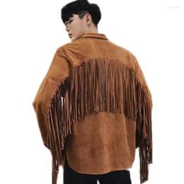 Men's Jackets 2023 Spring Tassel Design Punk Hip Hop Jacket Male Casual Streetwear Street Style Coat Men Clothing