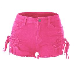 Women's Shorts Summer Women's Denim Shorts Elastic High Waist Bodycon Skinny Shorts Pants Party Sexy Pink Jeans Shorts 230802