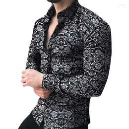 Men's Casual Shirts Men Brand Long Sleeve Shirt Floral Male Blouse Summer Autumn Top Clothes