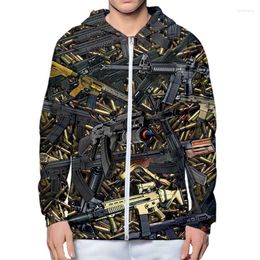 Men's Hoodies Gun Military War Hoodie Sweatshirt Oversized Streetwear Casual Tracksuit Clothes Men Women 3D Print Zipper Hooded