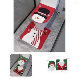 Toilet Seat Covers Christmas Floor Mat Three-dimensional Pattern Cover Set Cute Snowman Santa Elk Printed