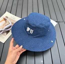 Embroidered Letters Big Brim Fisherman Hat High Quality Big Brand Fashion Sun-Proof All-Matching Jeans Hat