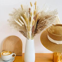 Decorative Flowers 100Pcs/lot White Pampas Grass Fluffy Room Phragmites Decoration Natural Tail Dried Bouquet Boho Home Decor