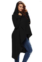 Women's Hoodies Women Asymmetrical Hooded Sweatshirt 7 Colours Autumn Winter Pullover Full Sleeve Drawstring Long S-2XL