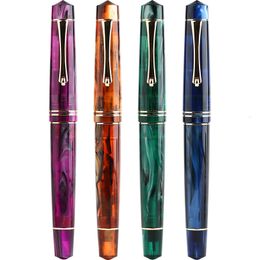 Fountain Pens Majohn M800 Resin Colourful Acrylic Pen Golden Clip Gild Fine Nib F05mm Writing School Stationery Gift Office Supplies 230803