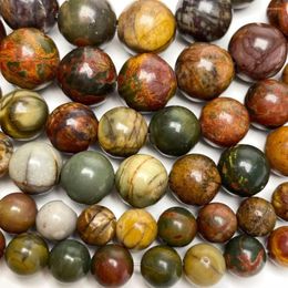 Beads Picasso Jasper Natural Stone Loose 4 6 8 10 12MM Smooth Round Kit Charms For Jewellery Making DIY Bracelet Necklace Earrings