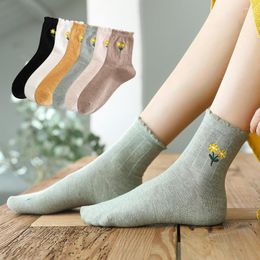 Women Socks Salina Women's Cotton Winter Spring Year Multicolor Flower Embroidery Pattern Fashion Leisure Sports Home Comfort