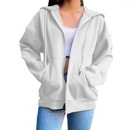 Women's Hoodies Lightweight Casual Sweatshirt Fashion Oversize Korean Pullover Zipper Coat Hoodie Pure Colour Loose Womens Zip Sweaters