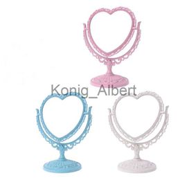 Compact Mirrors 2 Sides Heart-shaped Makeup Mirror Rotatable Stand Table Compact Mirror Dresser 21x26cm 4 Colour x0803