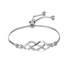 Link Bracelets Bamos Female Charm Geometric Infinity Bracelet 3 Colors Adjustable Cubic Zirconia For Women Fashion Wedding Jewelry