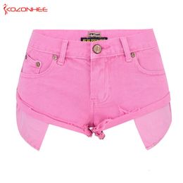 Women's Shorts Loose Women Pink Denim Shorts High Waist Straps Tassel Denim Shorts Female Summer Jeans Short #15 230802